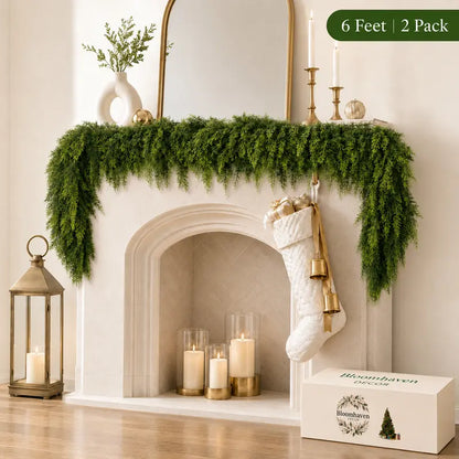 6 FT Artificial Cedar Garlands, Real Touch Winter Cedar Garland
