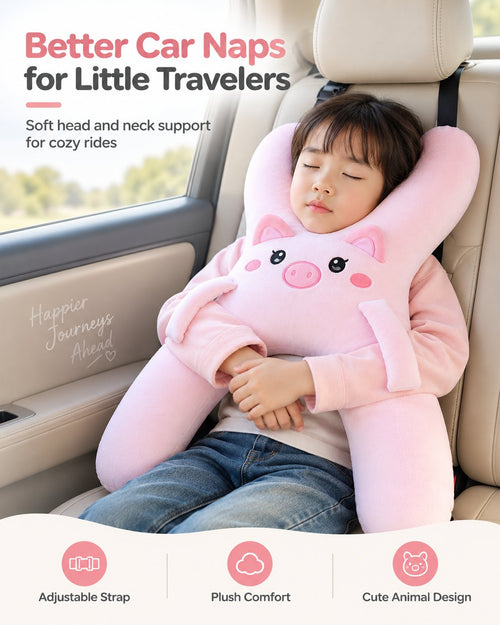 Kids Car Travel Pillow | Plush Head & Neck Support Buddy