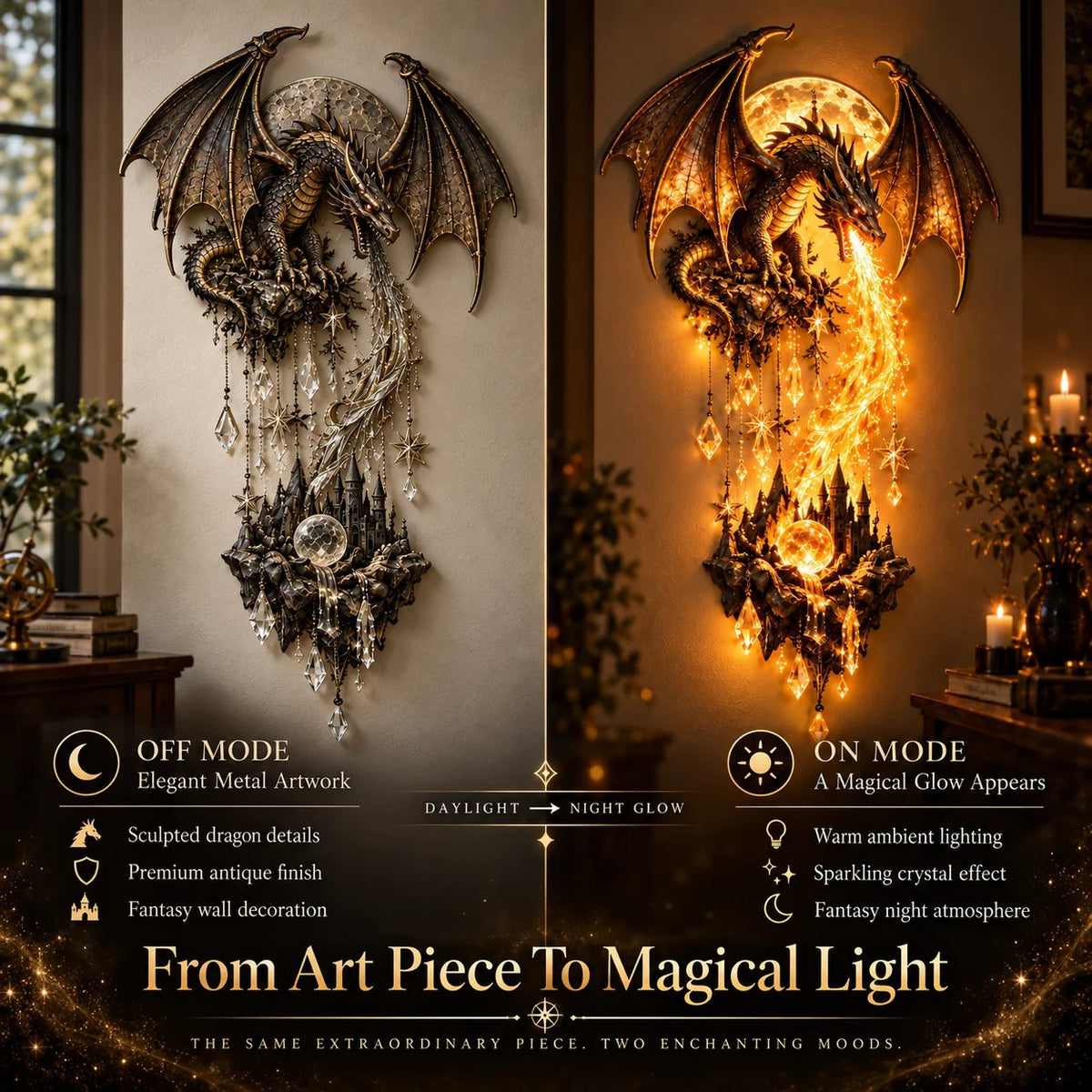 🎉  49% OFF – 🐉 Dragonfire Moonlight Wall Lamp | Enchanted Fantasy Castle Decor 🌙