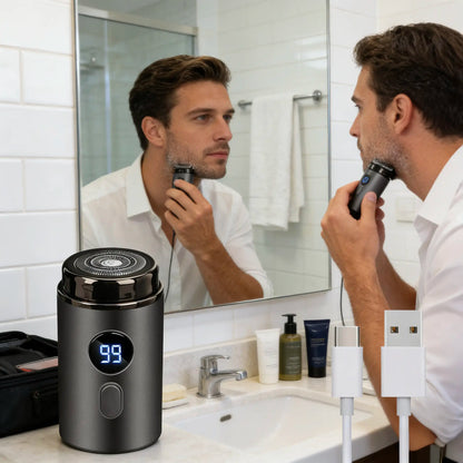 ⚡ Mini Electric Shaver – Pocket-Size Rechargeable Razor with LED Display