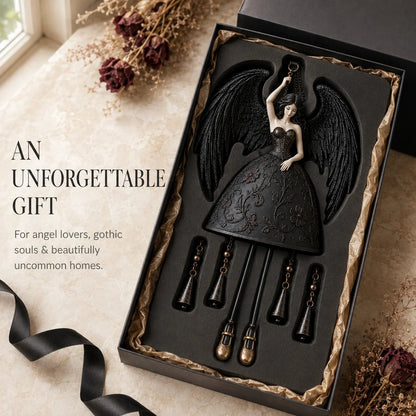 🖤 Dark Angel Gothic Wind Chime | Dramatic Black-Wing Garden Accent with Gentle Chimes for Porches, Patios, Balconies & Year-Round Gothic Décor 🪽