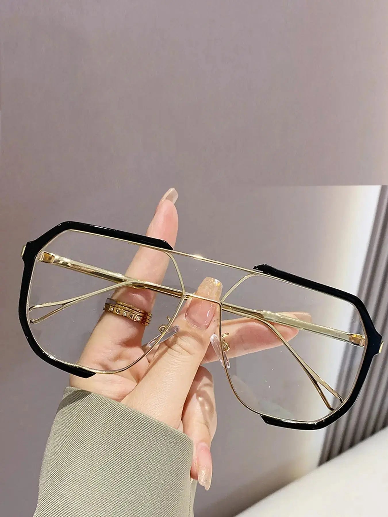 Unisex Flat Top Square Eyeglasses – Trendy Stylish Frames for Women & Men, Everyday Wear & Parties