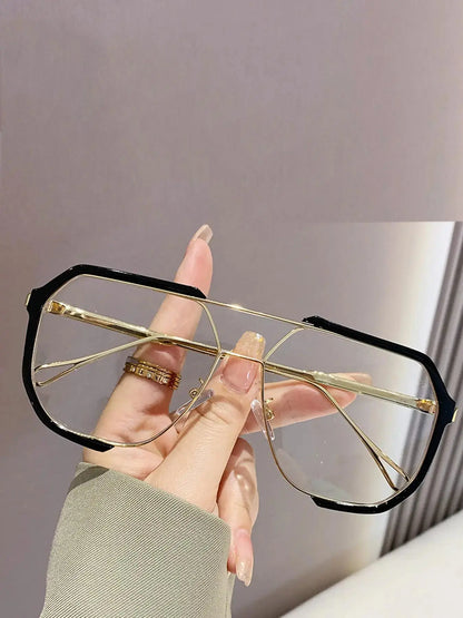 Unisex Flat Top Square Eyeglasses – Trendy Stylish Frames for Women & Men, Everyday Wear & Parties