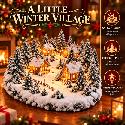 Snowy Hearth Village™ — Lighted Cabin & Evergreen Christmas Centerpiece