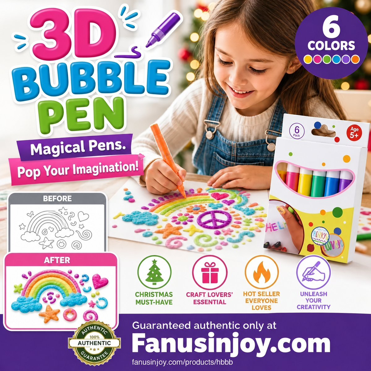 🎁🔮Magic Pen – Draw 3D with one stroke!🎄 DIY Bubble Popcorn Drawing Pens& Buy 1 Get 1 Free 🔥