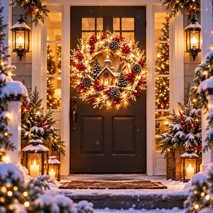 🔥 LAST DAY 49% OFF 🔥 Snowy Birch Cardinal Wreath™ – Lighted Christmas Door Wreath with Paired Red Cardinals, Berries & Pinecones ❤️🎄✨