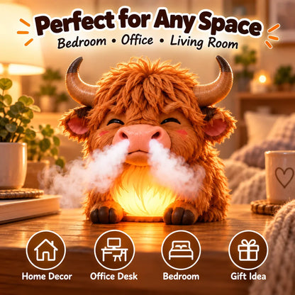 🐮 Highland Cow Huff™ – Tap-to-Puff Humidifier & Colorful Night Light ✨🎁