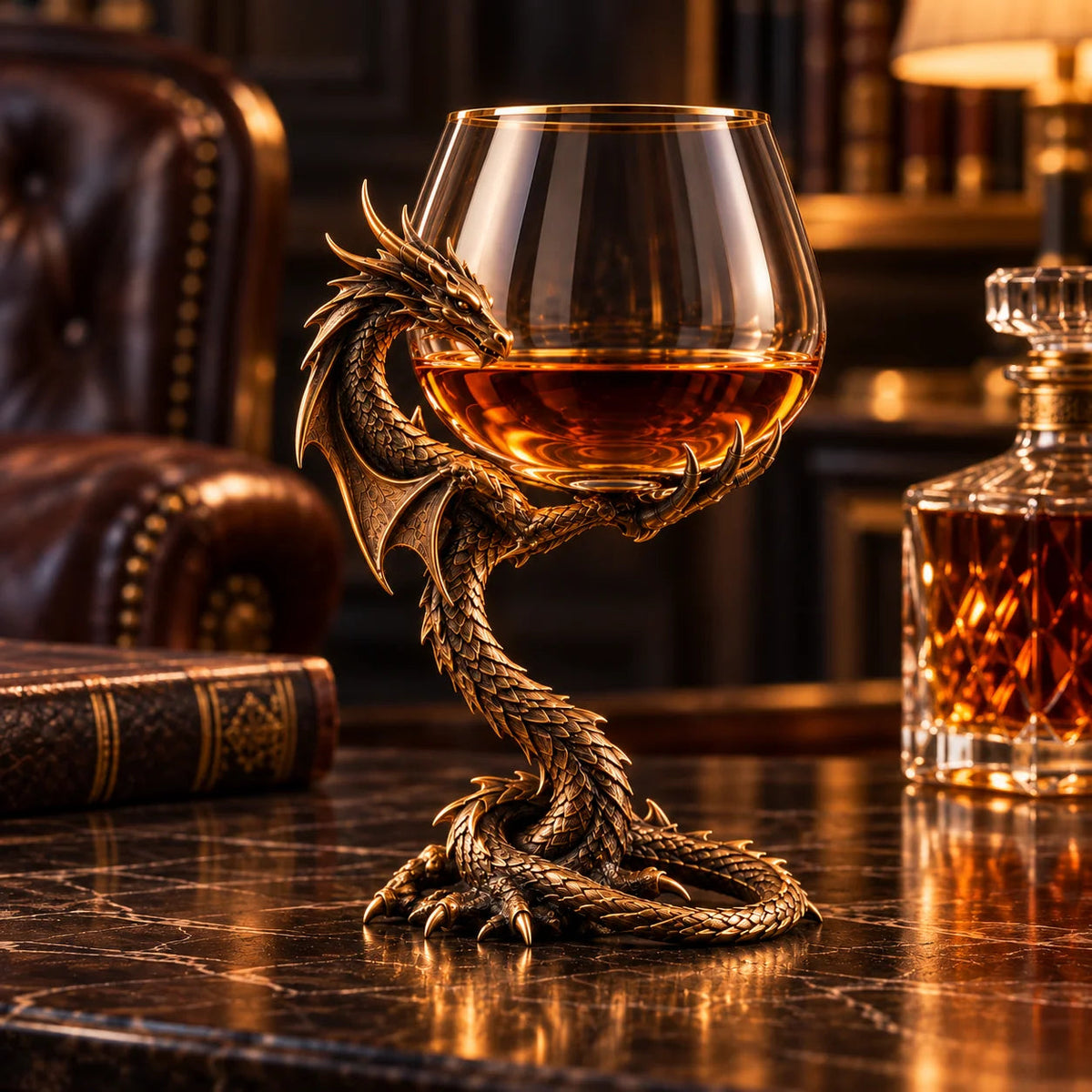 🐉 Dragon’s Embrace™ – Sculptural Brandy Glass with Dragon Claw Stand