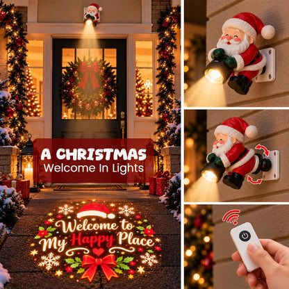 🎅 Santa Christmas Welcome Projector – Festive Greeting Light with Remote Control & Adjustable Angle ✨