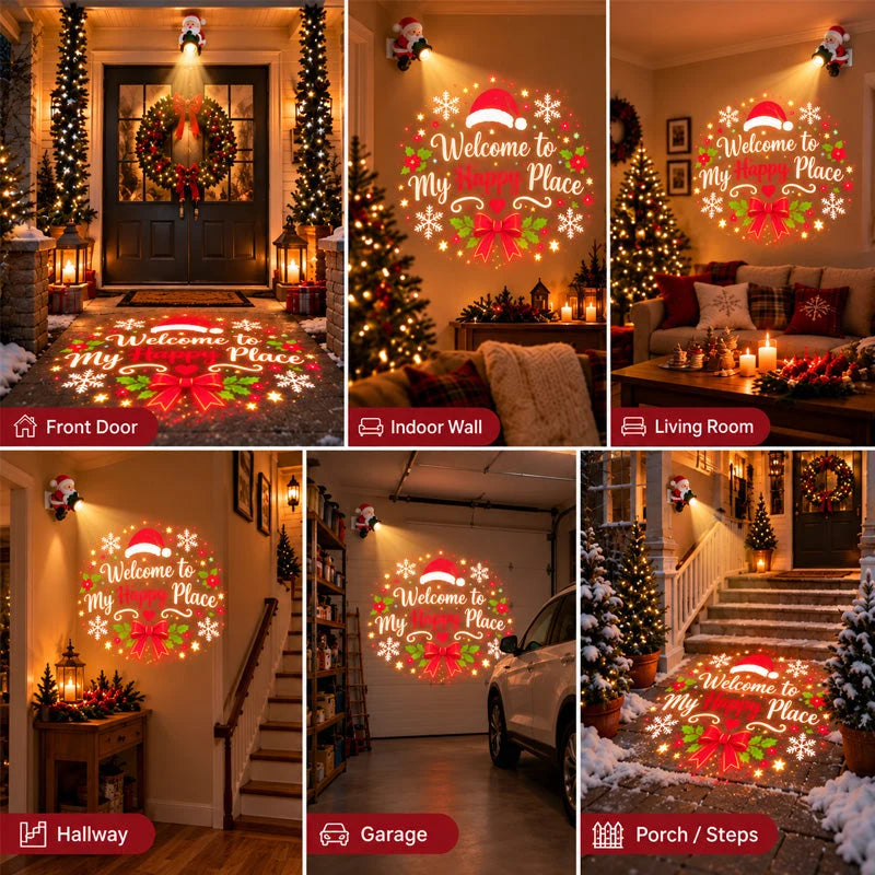 🎅 Santa Christmas Welcome Projector – Festive Greeting Light with Remote Control & Adjustable Angle ✨