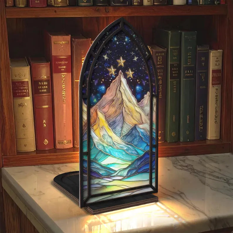 ✨ Fantasy Stained Glass Book Nook – Magical Candle Holder & Book Lover Decor