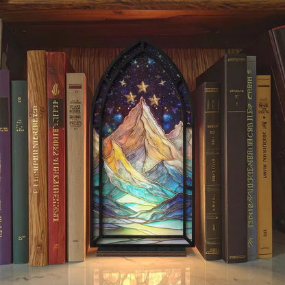 ✨ Fantasy Stained Glass Book Nook – Magical Candle Holder & Book Lover Decor