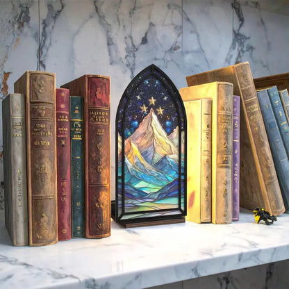 ✨ Fantasy Stained Glass Book Nook – Magical Candle Holder & Book Lover Decor