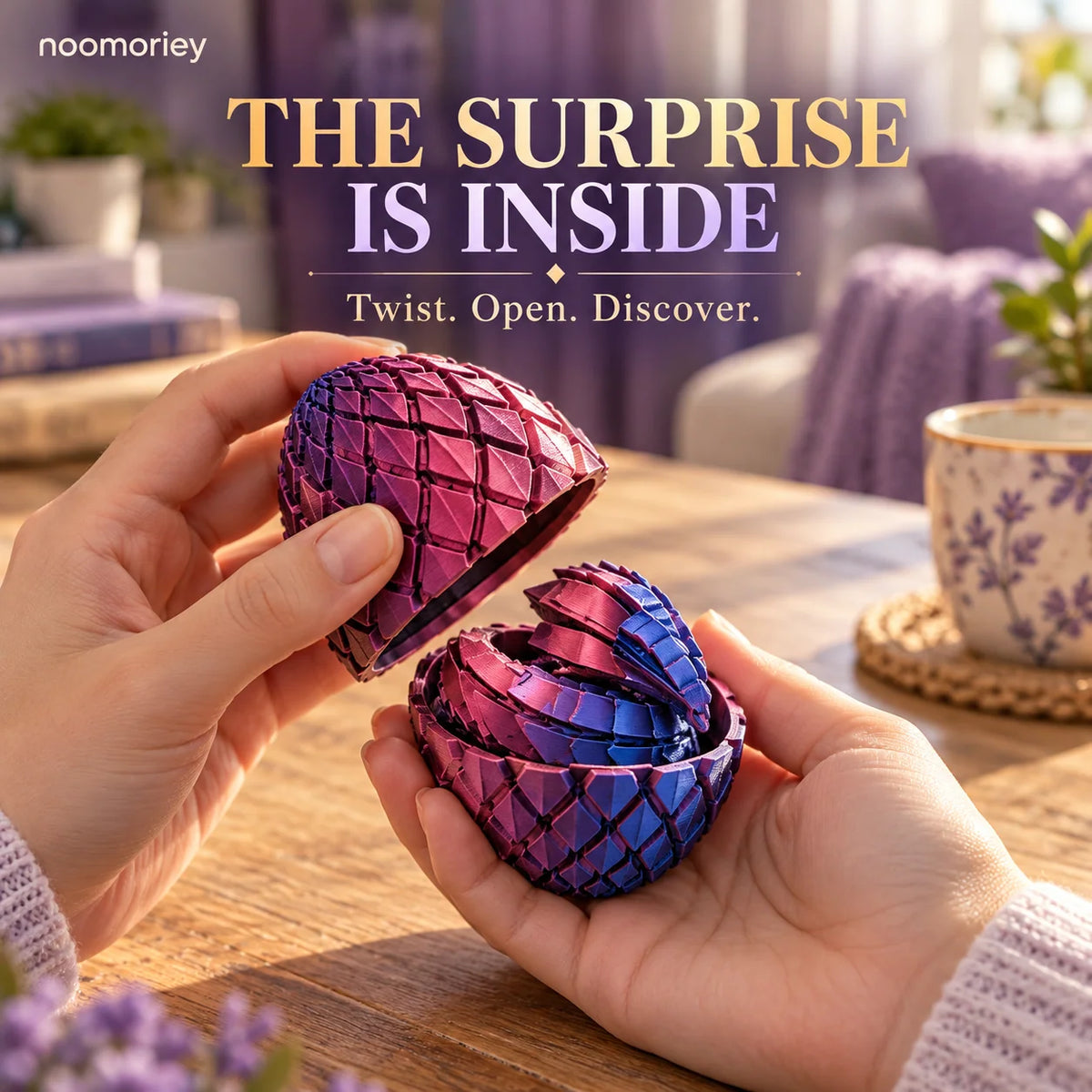 🐉 3D Printed Dragon Egg – Articulated Dragon Inside, Colorful Fantasy Collectible & Surprise Gift