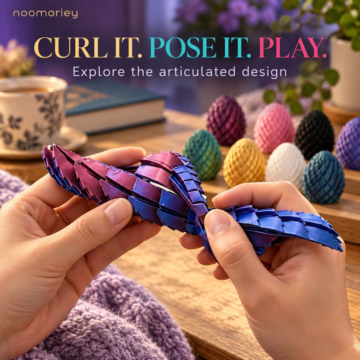 🐉 3D Printed Dragon Egg – Articulated Dragon Inside, Colorful Fantasy Collectible & Surprise Gift
