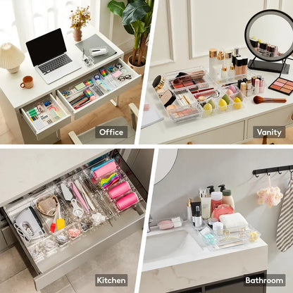 Vanity Drawer Organizer for Makeup, Jewelry & Gadgets (Silicone Tabs Not Included)