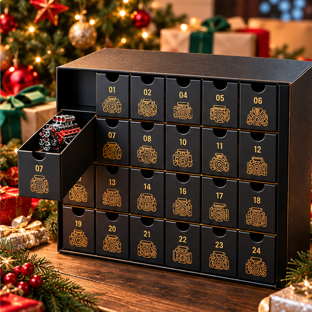🏎️ American Engine Legends – 24 Days of Pure Horsepower Advent Calendar 🎄 | Mini Engine Collection for Car Lovers