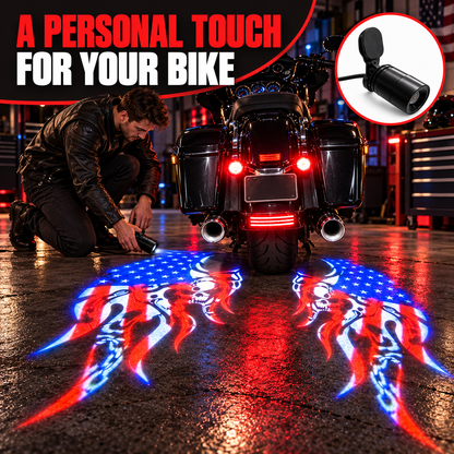 🏍️Patriotic Eagle Motorcycle Ground Projection Light – Ride with American Pride