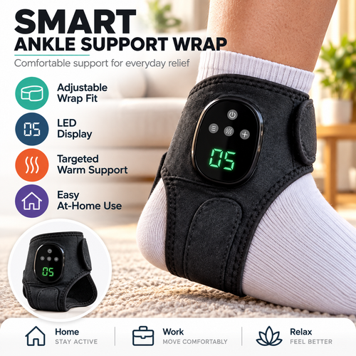 🔥 Smart Heated Ankle Support Wrap – Adjustable Digital Comfort Brace