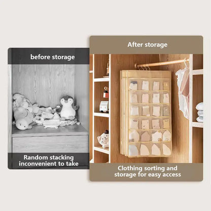 Bra and Underwear Closet Hanging Organizer with 12+18 Pockets