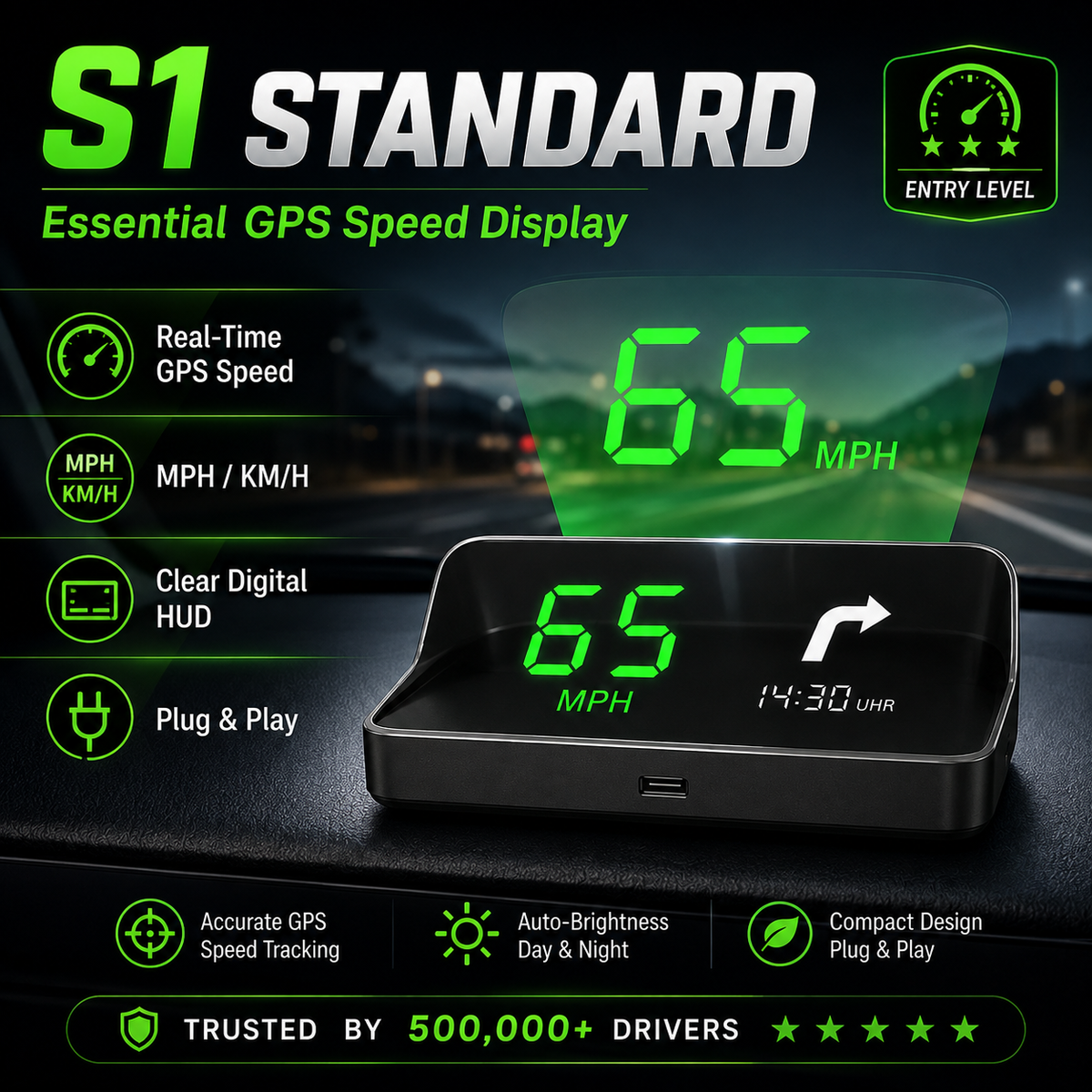 💡 No complicated wiring! Plug and play GPS HUD speedometer for any car.