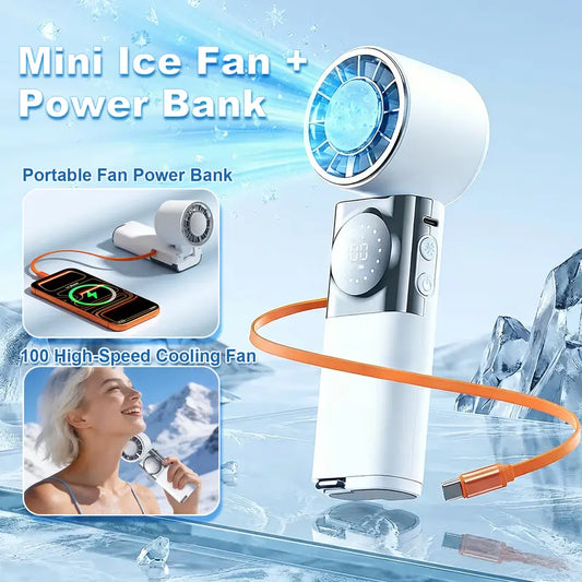 7-in-1 Portable Cooling Fan with Emergency Phone Charger Power Bank