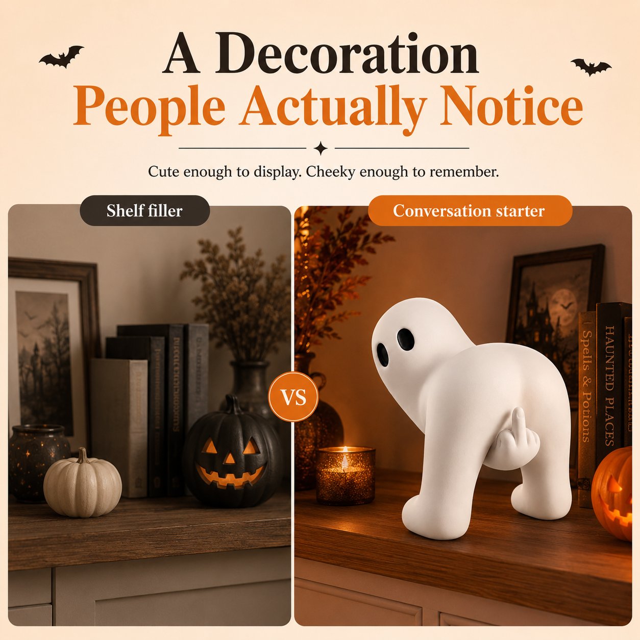 👻Cheeky Ghost Figurine – Funny Halloween Tabletop Decor