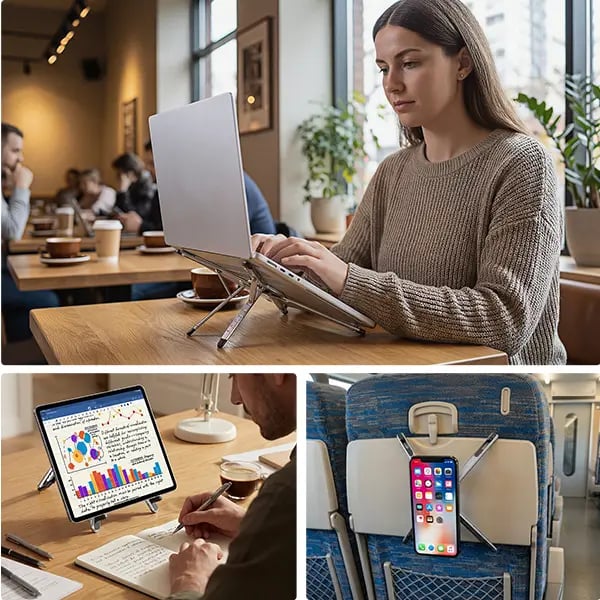 📱💻 2-in-1 Magnetic Phone & Laptop Stand – Foldable Aluminum Alloy Desk Mount ✨