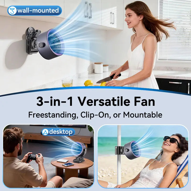 4000mAh 360° Rotatable Clip Fan with LED Display
