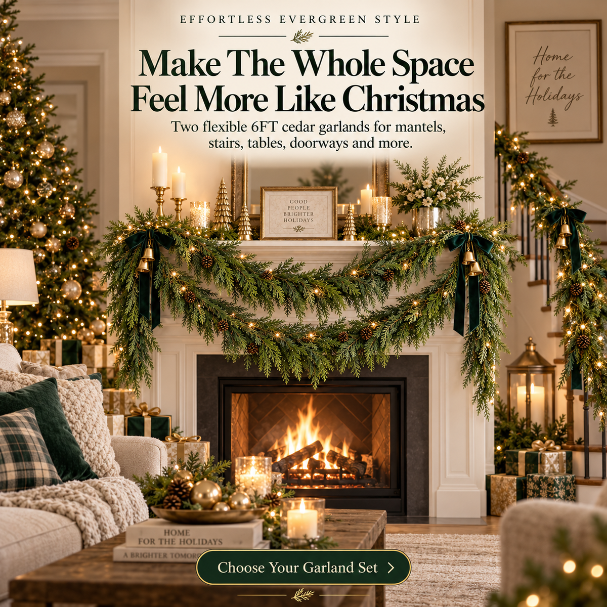 🎄 2-Pack 6FT Real-Touch  Artificial Cedar Garland