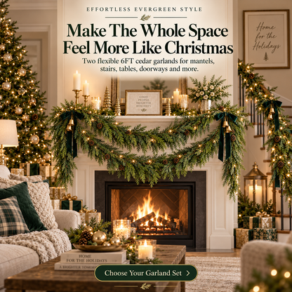 🎄 2-Pack 6FT Real-Touch  Artificial Cedar Garland