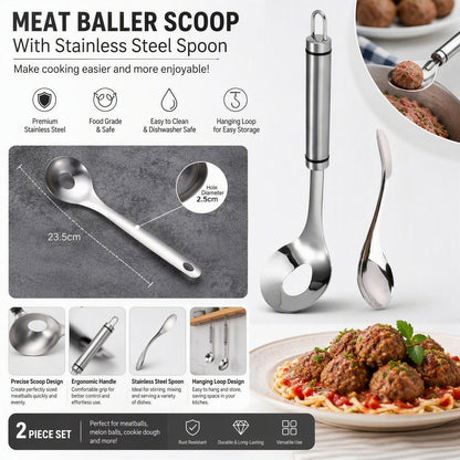 304 Stainless Steel Meatball Scoop Ball Maker – Easy Kitchen Tool for Meatballs, Fish Balls & Dough