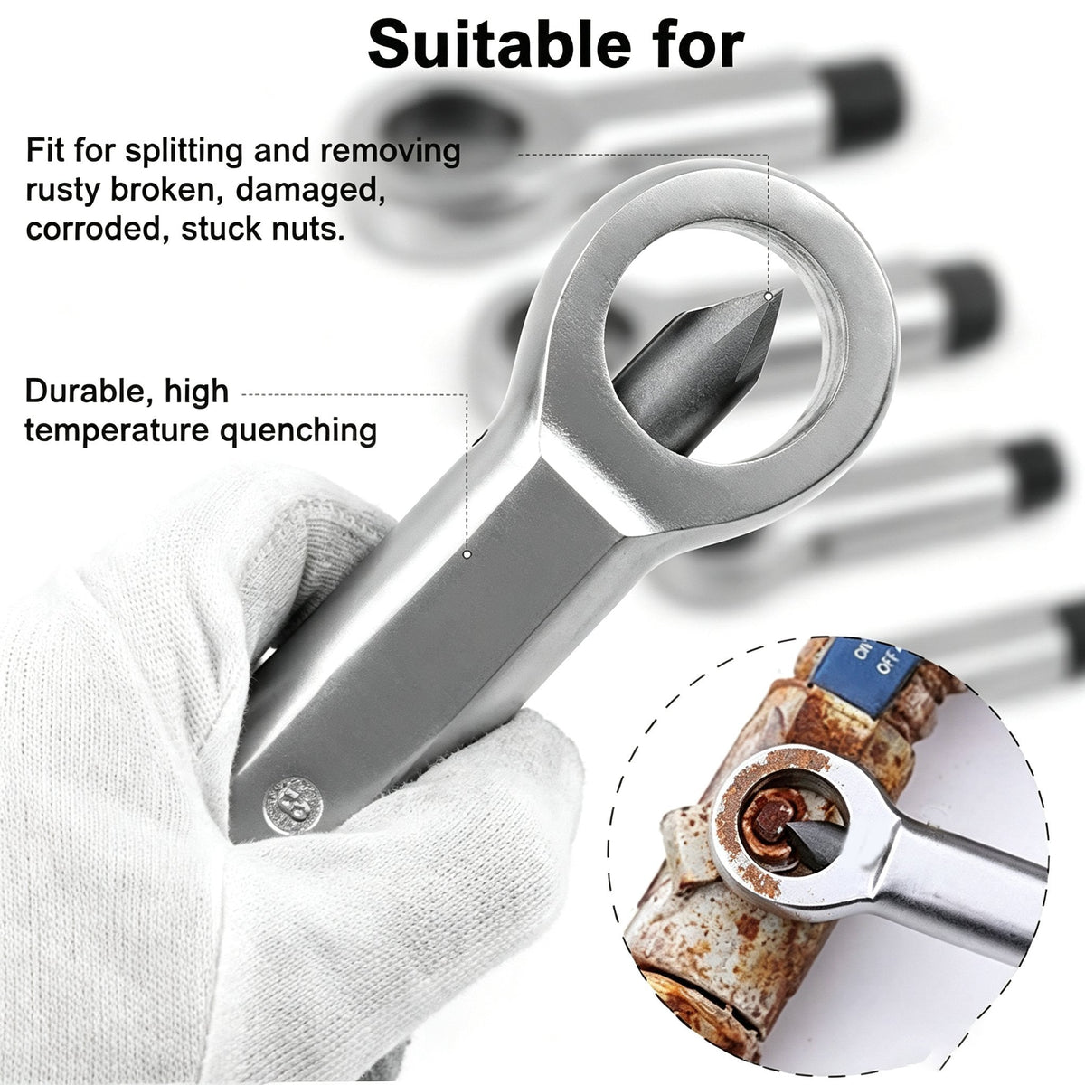 🔩 Manual Nut Splitter Extractor | Heavy‑Duty Steel Rusted Seized Nut Remover for Automotive & DIY Repair🛡️