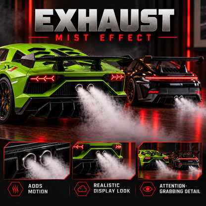 🏎️💨 Track-Inspired Sports Car Display Model – Exhaust Mist Effect Collector Decor!!!
