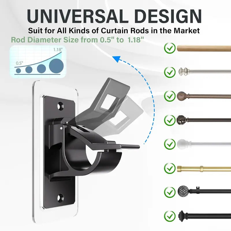 🏡🛠️ Nail-Free Self-Adhesive Curtain Rod Holders | Elegant Gold Drapery Hook Brackets for Renters 🏠💛