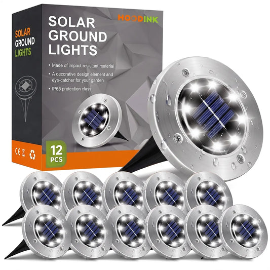 ECO-π Solar Lights Outdoor 12 Pack Waterproof Garden Pathway