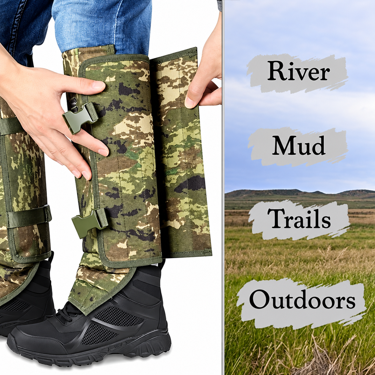 Snake-Resistant Outdoor Leg Gaiters – Adjustable Heavy-Duty Protection