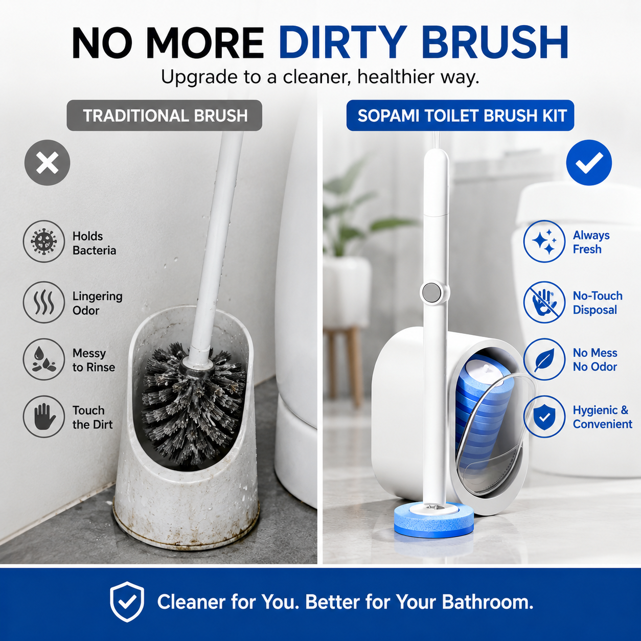 Disposable Toilet Brush Kit | No-Touch Toilet Cleaner