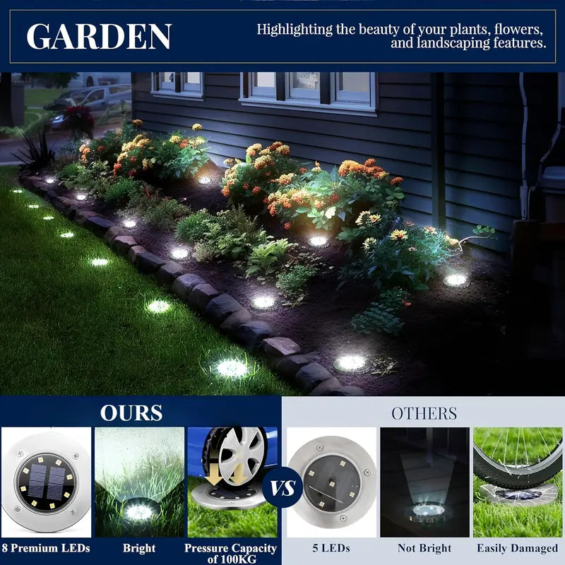 Solar Ground Lights for Outside Waterproof