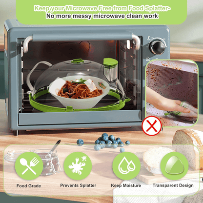 Microwave Splatter Cover with Water Steamer, 10 inch Clear Microwave Plate Cover for Food, Splatter Guard Microwave Lid for Microwave Oven