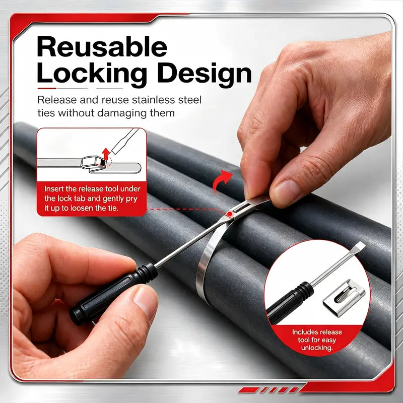 Heavy‑Duty 304 Stainless Steel Cable Tie Tensioning Tool Set