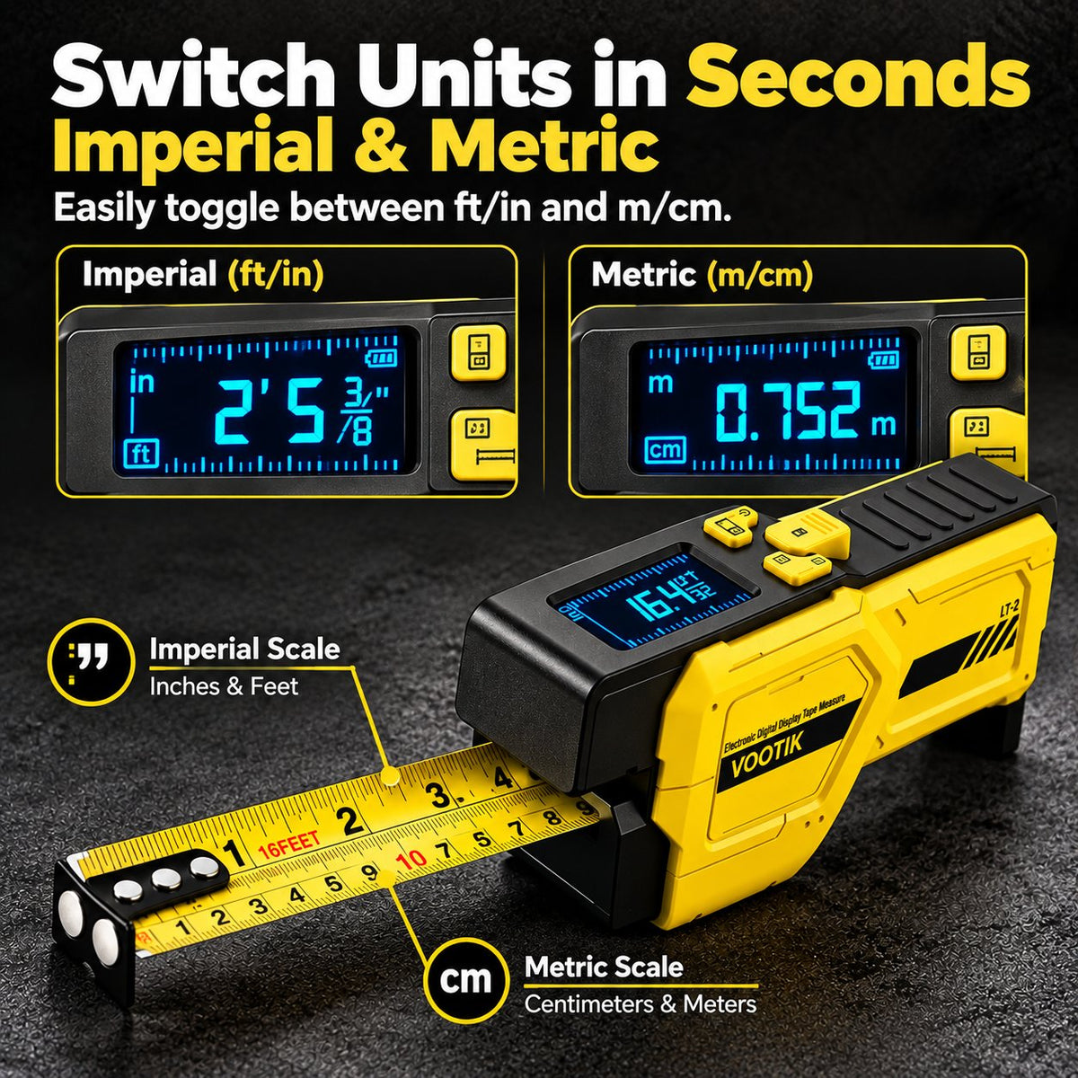 📏 3-in-1 Digital Laser Tape Measure