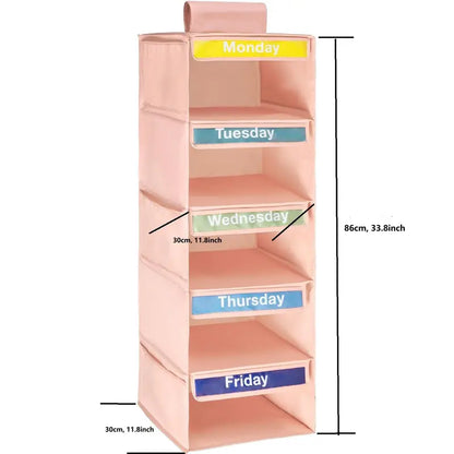 Hanging Clothes Storage Bag, Monday-to-Friday Closet Organizer