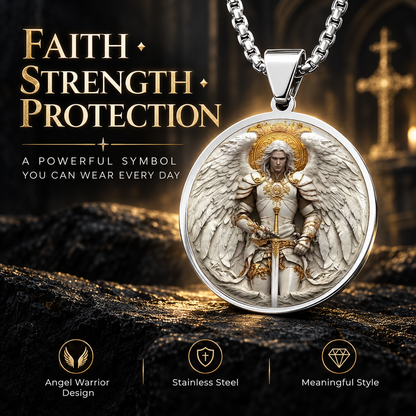 Angel Warrior Pendant Necklace for Men — Faith, Strength & Protection