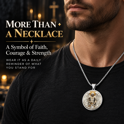 Angel Warrior Pendant Necklace for Men — Faith, Strength & Protection