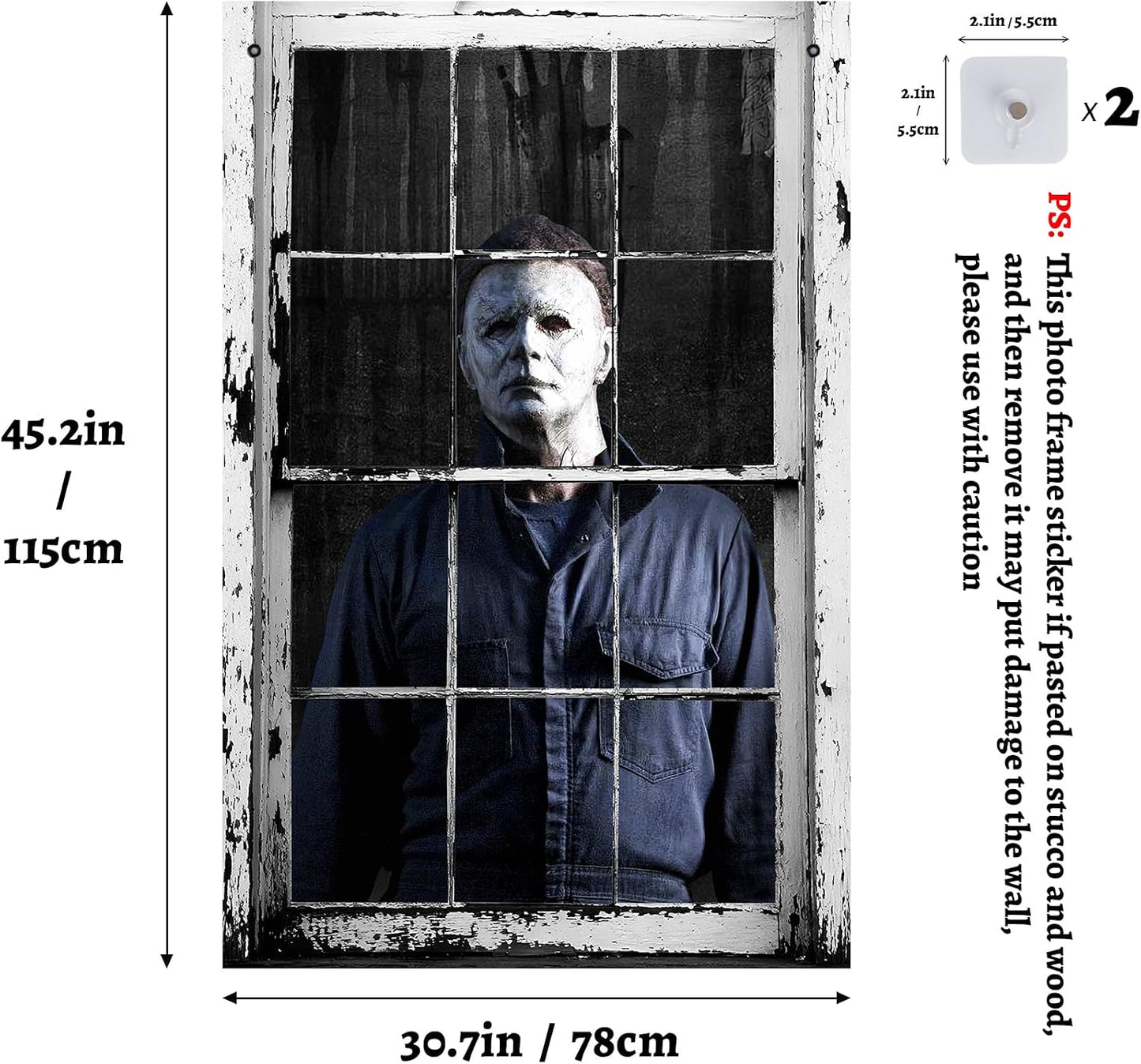 👁️ [Scare Neighbors] 3D Halloween Window Poster: Realistic Horror Scene