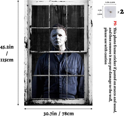 👁️ [Scare Neighbors] 3D Halloween Window Poster: Realistic Horror Scene