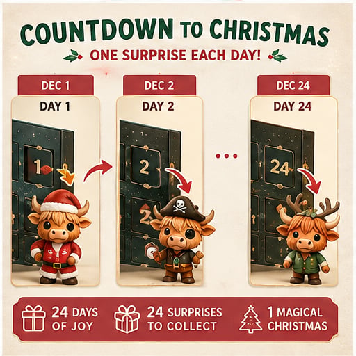 🔥Last Day 49% OFF - 🐂🎁2026 Highland Cow Advent Calendar | Every Day Brings New Surprises