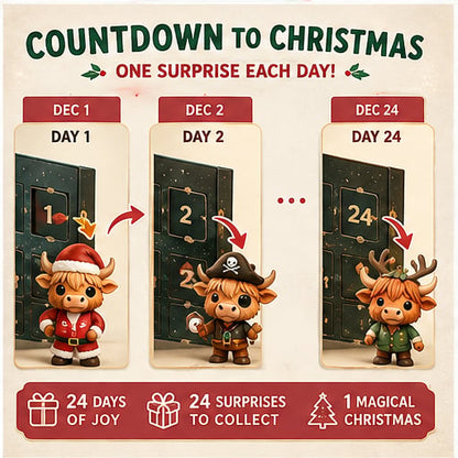 🔥Last Day 49% OFF - 🐂🎁2026 Highland Cow Advent Calendar | Every Day Brings New Surprises