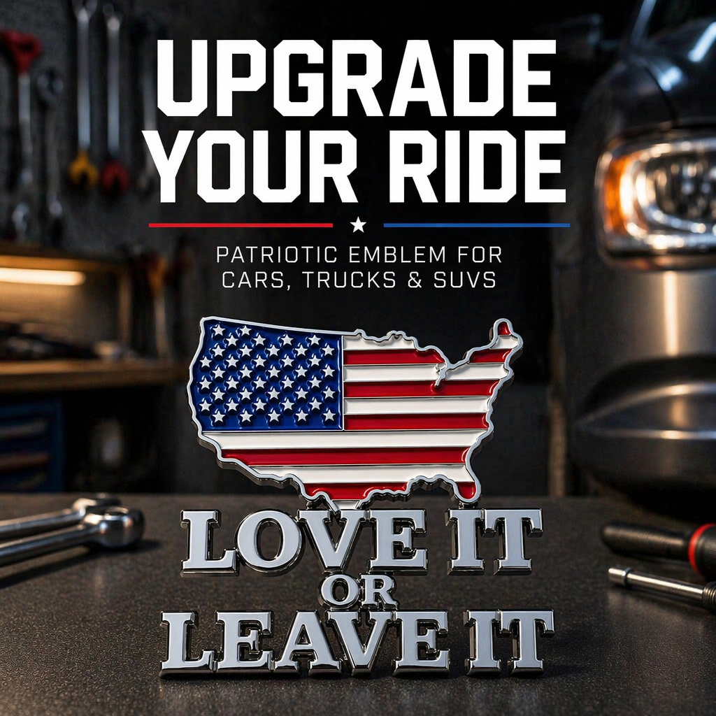 🇺🇸🔥 “LOVE IT OR LEAVE IT” USA Flag Car Emblem – Show Your American Pride Wherever You Drive 🚗